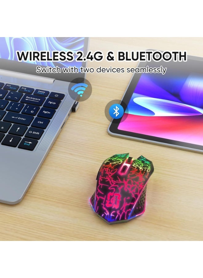 Wireless, Bluetooth Gaming Mouse, Silent Clicks RGB Rechargeable - Optical Sensor 1600 DPI Charge with USB C Port - Image 4